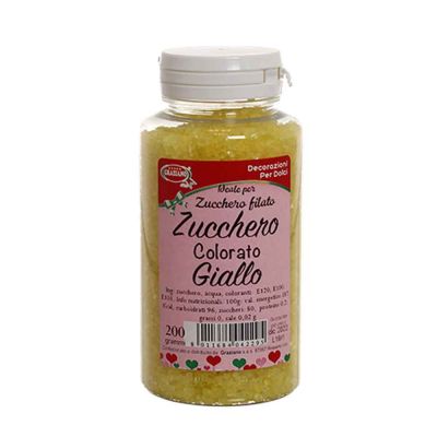 Cristalli di zucchero colorato giallo per decorazioni e zucchero filato 200 g