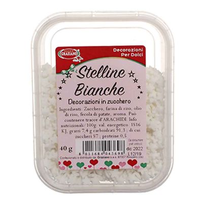 Stelline piccole di zucchero bianco per decorazione 40 g Graziano