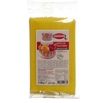 Pasta di zucchero giallo fluo per copertura 250 g Graziano