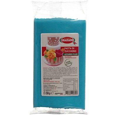 Pasta di zucchero azzurro fluo per copertura 250 g