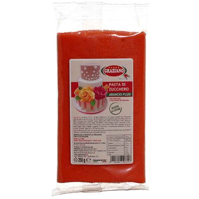 Pasta di zucchero arancio fluo per copertura 250 g Graziano