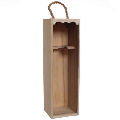 Cassetta in legno per 1 bottiglia vino da 75 cl con coperchio trasparente