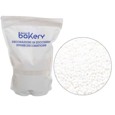 Perline di zucchero color bianco per decorazione 1kg Bakery