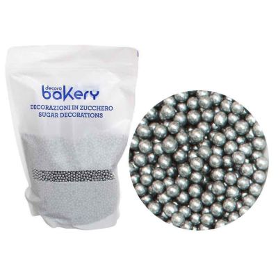 Perle di zucchero color argento per decorazione 1kg Bakery