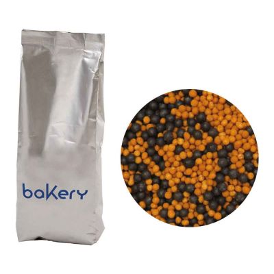 Perline di zucchero arancio e nero per decorazione 1kg Bakery