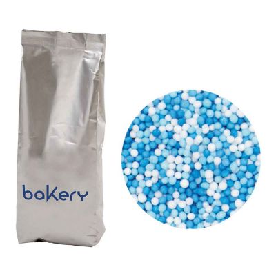 Perline di zucchero bianco celeste e blu per decorazione 1kg Bakery