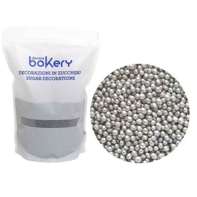 Perline di zucchero color argento per decorazione 1kg Bakery