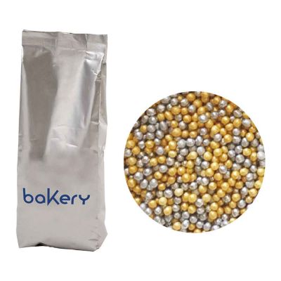 Perline di zucchero oro e argento per decorazione 1kg Bakery