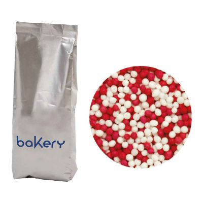 Perline di zucchero bianche e rosse per decorazione 1kg Bakery