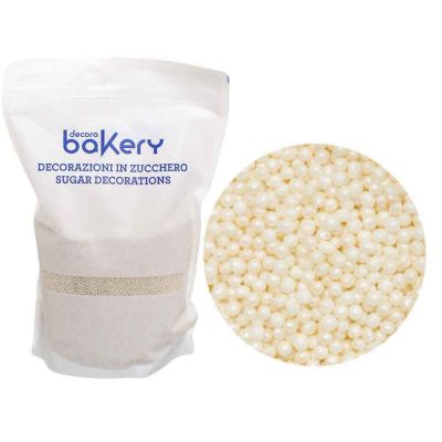 Perline di zucchero bianco perla per decorazione 1kg Bakery
