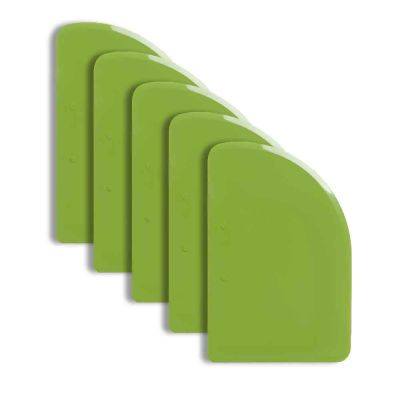 5 Spatole raschietto tagliapasta in plastica verde lato curvo