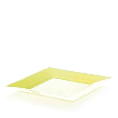 Piatti di plastica rigida quadrati Spigolo giallo fluo 23x23
