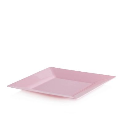 Piatti di plastica rigida quadrati Spigolo rosa 23x23 cm