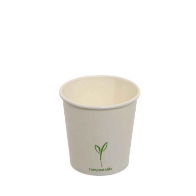 50 Bicchieri di cartoncino bianco compostabili per caffè 120 ml