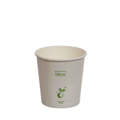 Bicchieri di cartoncino bianco compostabili per caffè 120 ml