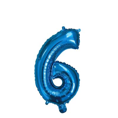 Palloncino Mylar Numero 6 Blu Medio 14″ 35 cm
