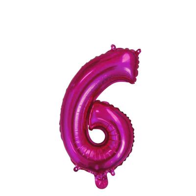 Palloncino Mylar Numero 6 Fucsia Medio 14″ 35 cm