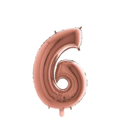 Palloncino Mylar Numero 6 Rosa Gold Medio 14″ 35 cm