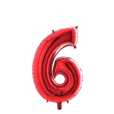 Palloncino Mylar Numero 6 Rosso Medio 14″ 35 cm