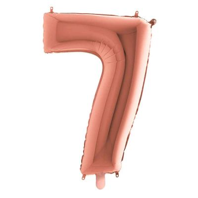 Palloncino Mylar Numero 7 Rosa Gold Grande 40″ 101 cm