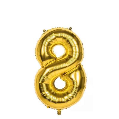 Palloncino Mylar Numero 8 Oro Medio 14″ 35 cm