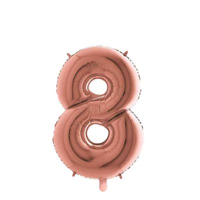 Palloncino Mylar Numero 8 Rosa Gold Medio 14″ 35 cm