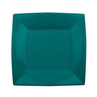 Piatti quadrati lavabili per microonde verde smeraldo 23x23 cm