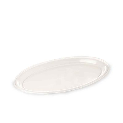 Mini vassoio ovale in plastica trasparente per servizio 23x17 cm 
