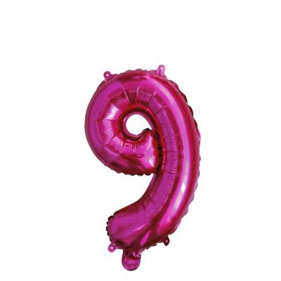 Palloncino Mylar Numero 9 Fucsia Medio 14″ 35 cm