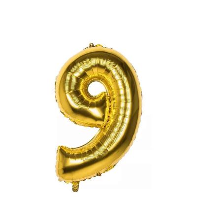 Palloncino Mylar Numero 9 Oro Medio 14″ 35 cm