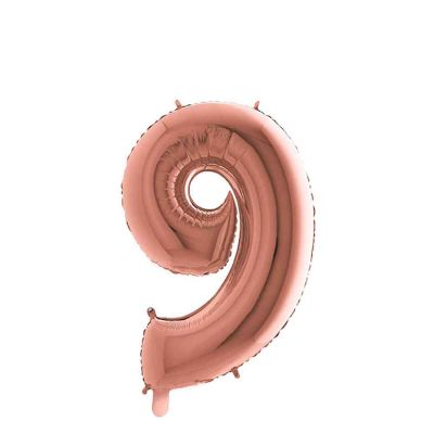 Palloncino Mylar Numero 9 Rosa Gold Medio 14″ 35 cm