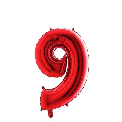 Palloncino Mylar Numero 9 Rosso Medio 14″ 35 cm