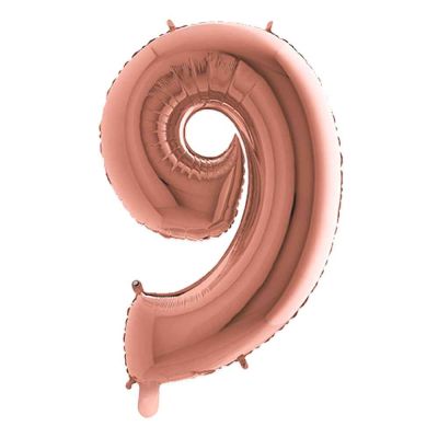 Palloncino Mylar Numero 9 Rosa Gold Grande 40″ 101 cm