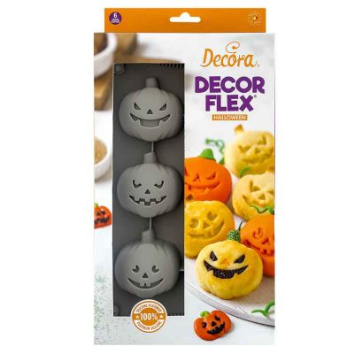 Stampo antiaderente in silicone per 6 zucche Halloween 6,5x7xh3cm Decora