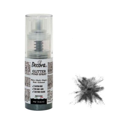 Colorante in polvere per alimenti pump spray glitter nero 6 g Decora