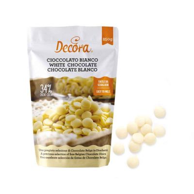 Dischetti di cioccolato bianco Decora da 250 g