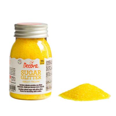 Cristalli di zucchero colorato glitterato giallo per decorazioni 100 g Decora