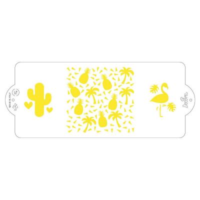 Stencil per torte trendy Ananas e fenicotteri 10x25 cm Decora