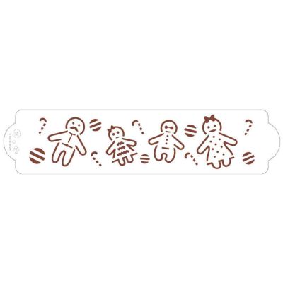 Stencil per torte Gingerbread Family omini di marzapane 7x30 cm Decora