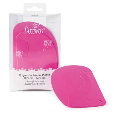 Set 2 Spatole lecca piatto in plastica fucsia Decora