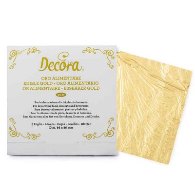 5 Foglie di oro alimentare 23 kt 86 x 86 mm per decorazione Decora