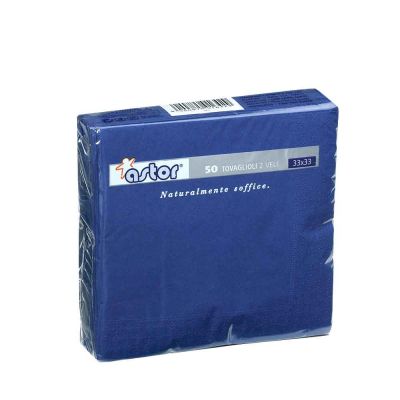 50 Tovaglioli di carta ovatta colorati 2 veli 33x33 Astor blu