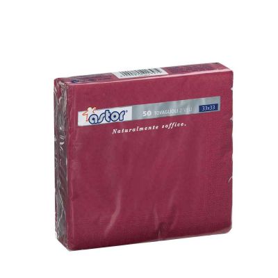 50 Tovaglioli di carta ovatta colorati 2 veli 33x33 Astor bordeaux