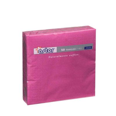 50 Tovaglioli di carta ovatta colorati 2 veli 33x33 Astor fucsia