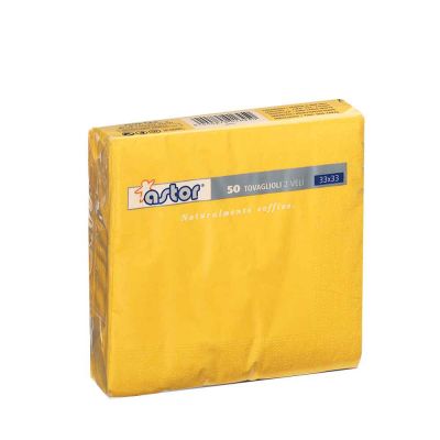 50 Tovaglioli di carta ovatta colorati 2 veli 33x33 Astor giallo mais