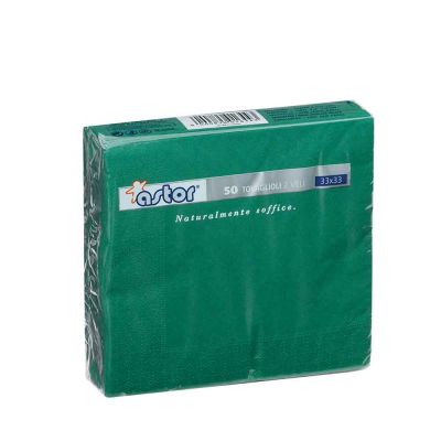 50 Tovaglioli di carta ovatta colorati 2 veli 33x33 Astor verde muschio