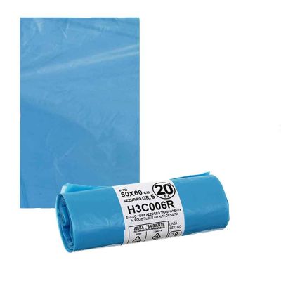 20 Sacchetti immondizia azzurri in plastica HDPE 50 x 60 cm