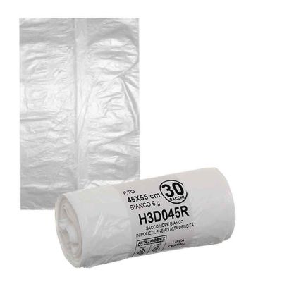 Sacchetti immondizia bianchi in plastica HDPE