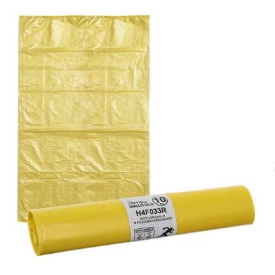 10 Sacchi immondizia resistenti in plastica gialla 72 x 110 cm