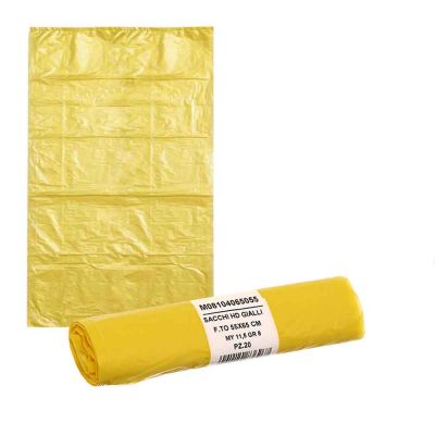 20 Sacchetti immondizia gialli in plastica HDPE 55 x 65 cm